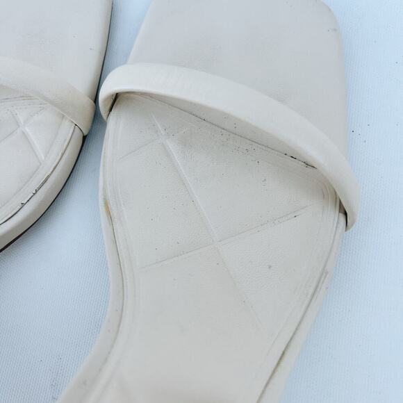 Zara White Cream Leather Ankle Heel Buckle Square Toe Heels Sandals 42 Straps 11 - Picture 11 of 14